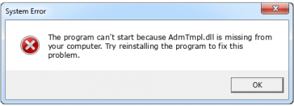 admtmpl.dll file error