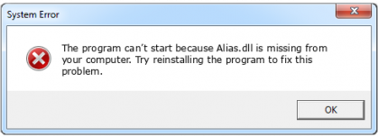 alias.dll file error