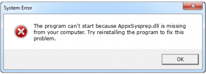 appxsysprep.dll file error