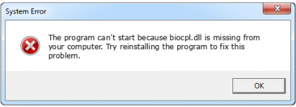 biocpl.dll file error