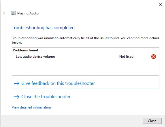 windows 10 sound error troubleshooter