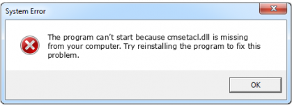 cmsetacl.dll file error