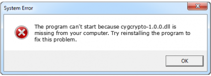 cygcrypto-1.0.0.dll file error