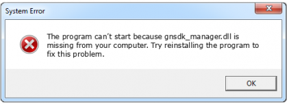 gnsdk_manager.dll file error
