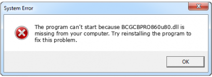 bcgcbpro860u80.dll file error