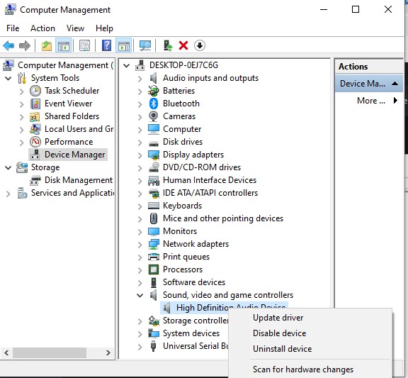 device manager sound driver error