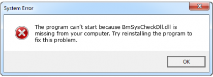 bmsyscheckdll.dll file error