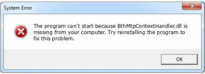 bthmtpcontexthandler.dll file error