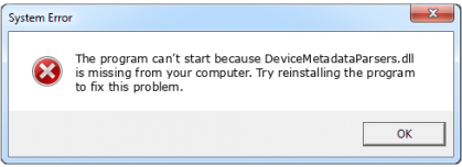 devicemetadataparsers.dll file error