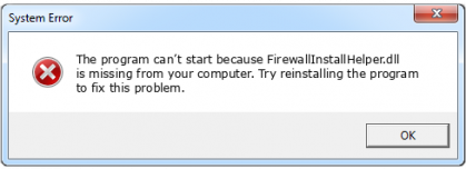 firewallinstallhelper.dll file error