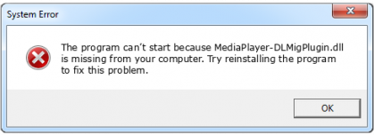 mediaplayer-dlmigplugin.dll file error