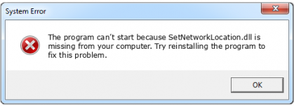 setnetworklocation.dll file error