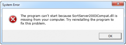 sortserver2003compat.dll file error
