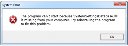 systemsettingsdatabase.dll file error